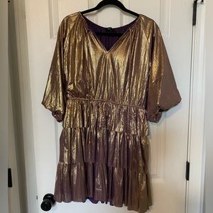 Metallic quarter sleeve dress